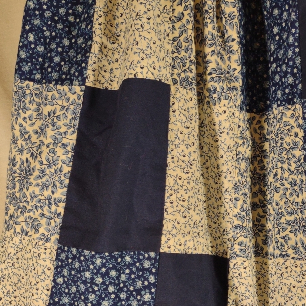 Vintage Handmade Blue & White Floral Patchwork A-Line Skirt - Size M - Picture 5 of 11